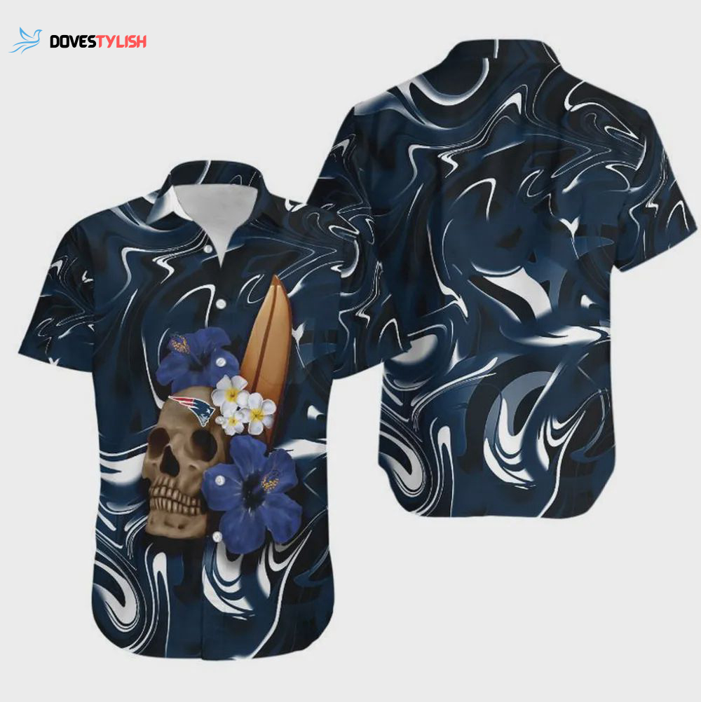 New England Patriots Skull And Hibiscus Flower Hawaiian Shirt New England Patriots Skull And Hibiscus Flower Hawaiian Shirt