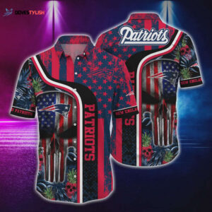 New England Patriots Skull And US Flag Hawaiian Shirt