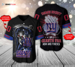 New York Giants Baseball Jersey Personalized Skull Damn Right