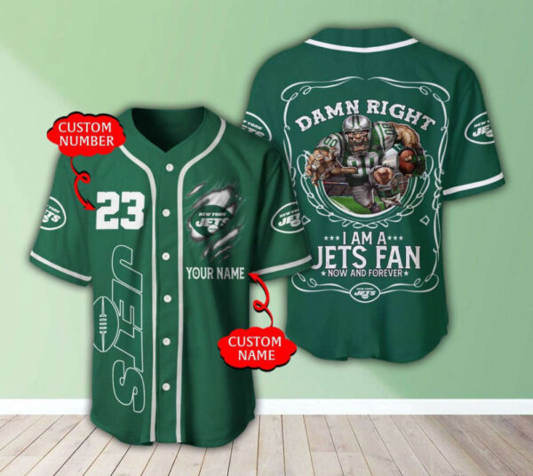 New York Jets Personalized Baseball Jersey