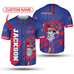 Customized NFL Buffalo Bills Helmet Baseball Jersey – Royal Blue Unisex Shirt