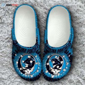 Nfl Carolina Panthers Grateful Dead Classic team Crocs Crocband Clogs Comfy Footwear TL