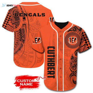Custom Cincinnati Bengals Baseball Jersey Personalized Name Orange for Men and Women