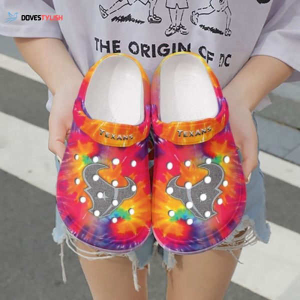 Nfl Houston Texans Tie Dye Printed Rubber Clogs Shoes Clogs Unisex Footwear