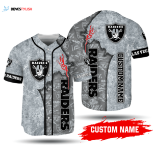 NFL Las Vegas Raiders Custom Name Silver Baseball Jersey For Men And Women