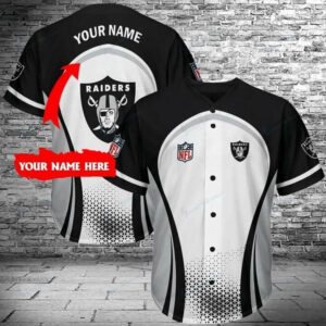 NFL Las Vegas Raiders Custom Name White Black Baseball Jersey Unisex Shirt