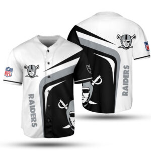 NFL Las Vegas Raiders White Black Baseball Jersey Unisex Shirt