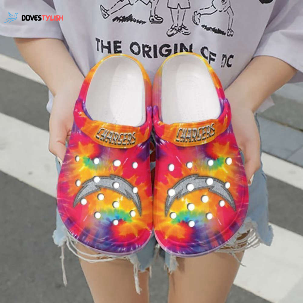 Nfl Los Angeles Chargers Tie Dye Printed Rubber Clogs Crocband Clogs Comfy Footwear T Nfl Los Angeles Chargers Tie Dye Printed Rubber Clogs Crocband Clogs Comfy Footwear T