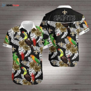 NFL New Orleans Saints Parrot Hawaiian Shirt - Men & Women Aloha Floral Print