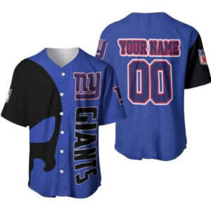 NFL New York Giants Custom Name Number Blue Baseball Jersey   Unisex Shirt