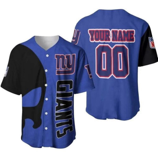 NFL New York Giants Custom Name Number Blue Baseball Jersey   Unisex Shirt