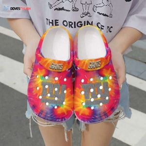 Nfl New York Giants Tie Dye Printed Classic Rubber Clogs Clogband Clogs Comfy Footwea