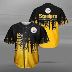 NFL Pittsburgh Steelers Black Golden Baseball Jersey   Unisex Shirt