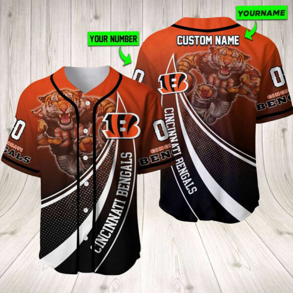 Personalized Cincinnati Bengals Baseball Jersey Baseball Jersey Mascot