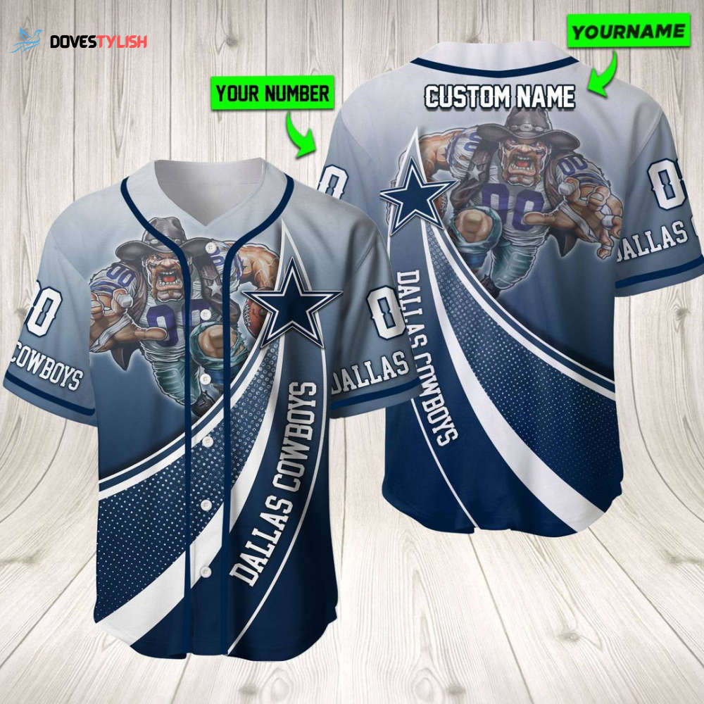 Custom Dallas Cowboys Baseball Jersey with Mascot – Stand Out with Personalized Style Custom Dallas Cowboys Baseball Jersey with Mascot – Stand Out with Personalized Style