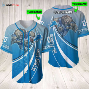 Custom Detroit Lions Baseball Jersey - Personalized Mascot Shirt