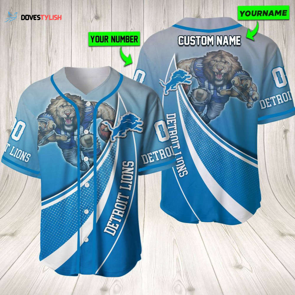 Custom Detroit Lions Baseball Jersey – Personalized Mascot Shirt Custom Detroit Lions Baseball Jersey – Personalized Mascot Shirt