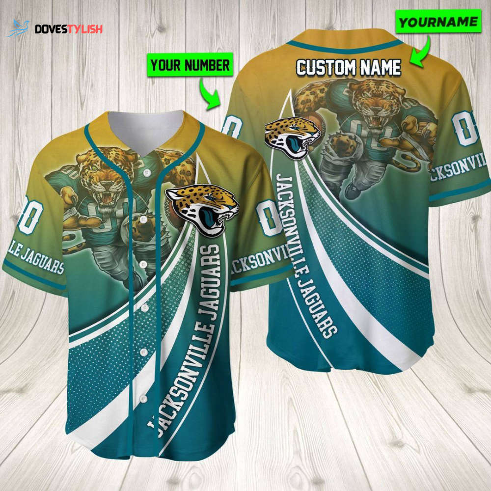 Personalized Jacksonville Jaguars Baseball Jersey Baseball Jersey Mascot Personalized Jacksonville Jaguars Baseball Jersey Baseball Jersey Mascot