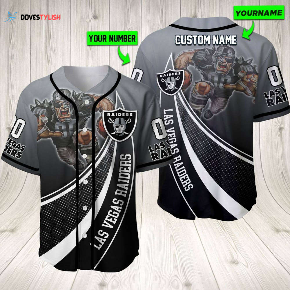 Personalized Las Vegas Raiders Baseball Jersey Baseball Jersey Mascot Personalized Las Vegas Raiders Baseball Jersey Baseball Jersey Mascot
