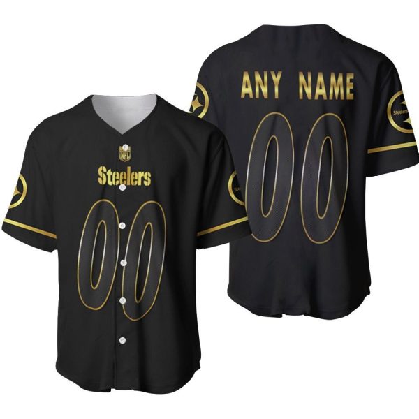 Personalized Pittsburgh Steelers 00 Anyname Jersey – Black Golden Edition Perfect Gift for Fans