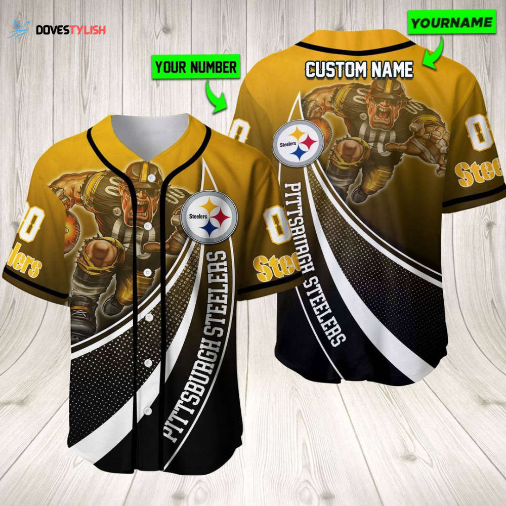 Personalized Pittsburgh Steelers Baseball Jersey Baseball Jersey Mascot Personalized Pittsburgh Steelers Baseball Jersey Baseball Jersey Mascot