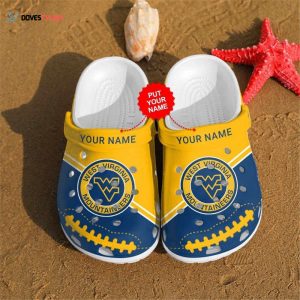 Personalized West Virginia Mountaineers big 12 NCAAF Teams Clogs Clogband Clogs Comfy F