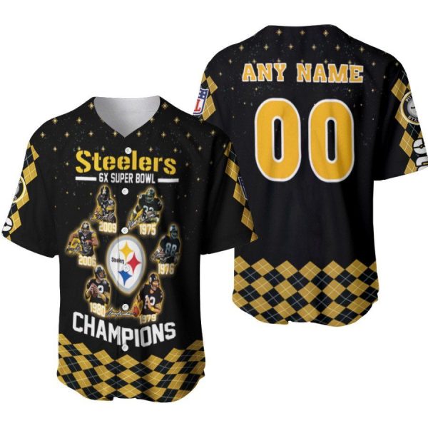 Pittsburgh Steelers 6-Time Champions Legends Baseball Jersey – Custom Name & Number