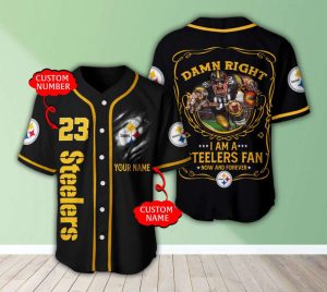 Pittsburgh Steelers Personalized Baseball Jersey
