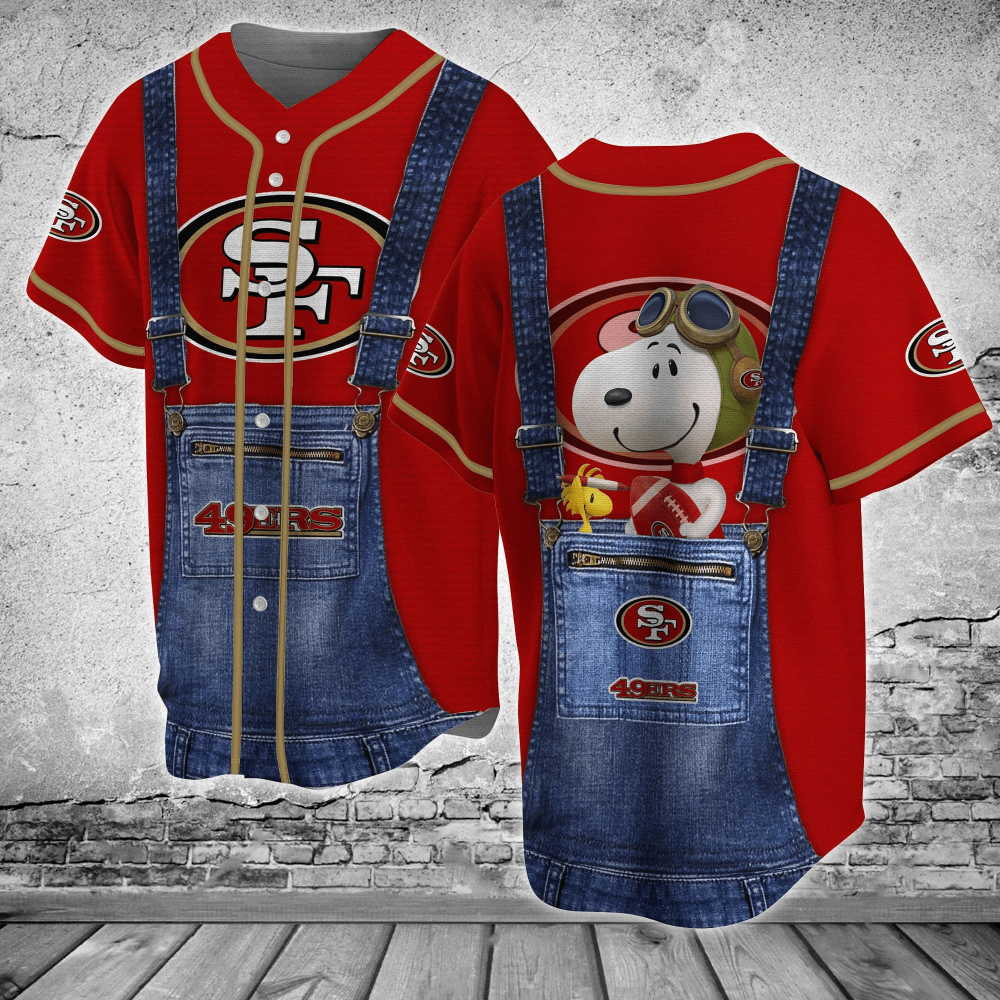 San Francisco ers NFL Snoopy Baseball Jersey Shirt For Men Women San Francisco ers NFL Snoopy Baseball Jersey Shirt For Men Women