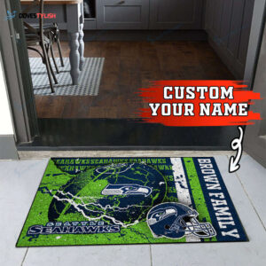 Seattle Seahawks Personalized Doormat Home Decor 2024 2025 26
