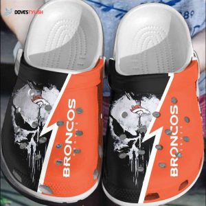 Denver Broncos Skull Rubber Clogs Unisex NFL Lover Footwear