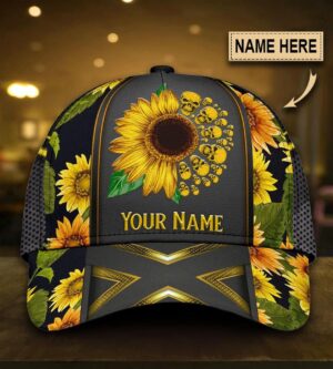 Skull Gifts Skull Sunflower Classic Cap Personalized Name