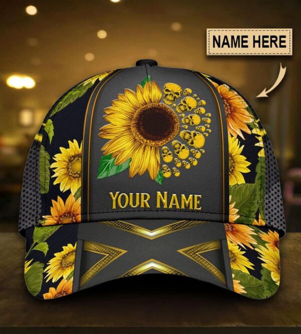 Skull Gifts Skull Sunflower Classic Cap Personalized Name