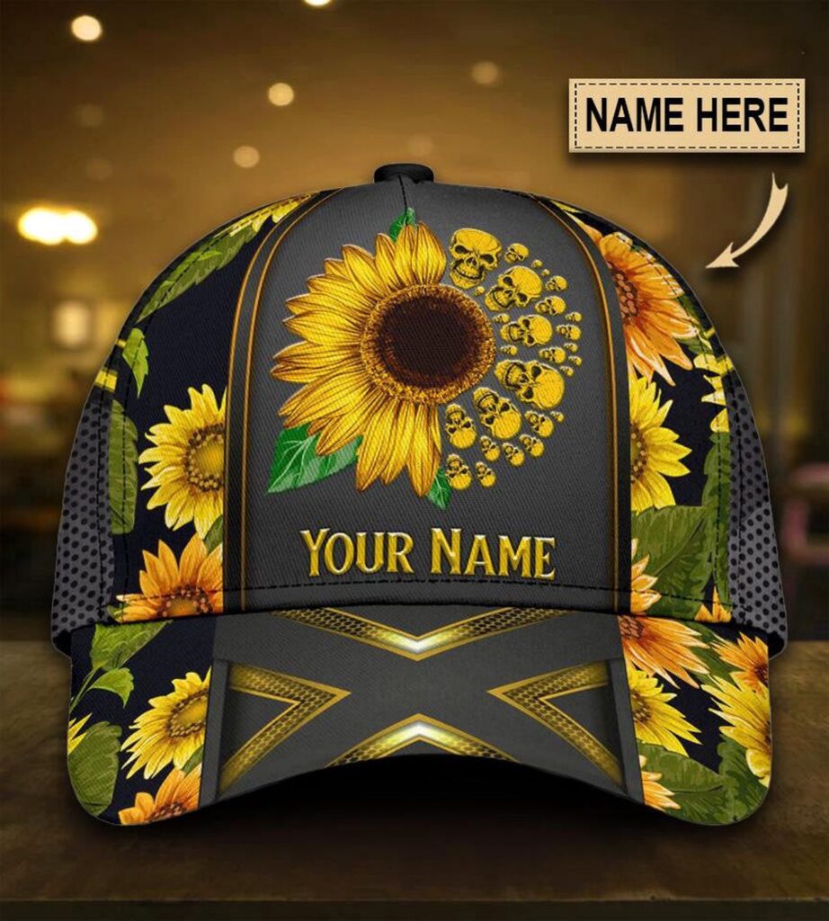 Skull Gifts Skull Sunflower Classic Cap Personalized Name Skull Gifts Skull Sunflower Classic Cap Personalized Name