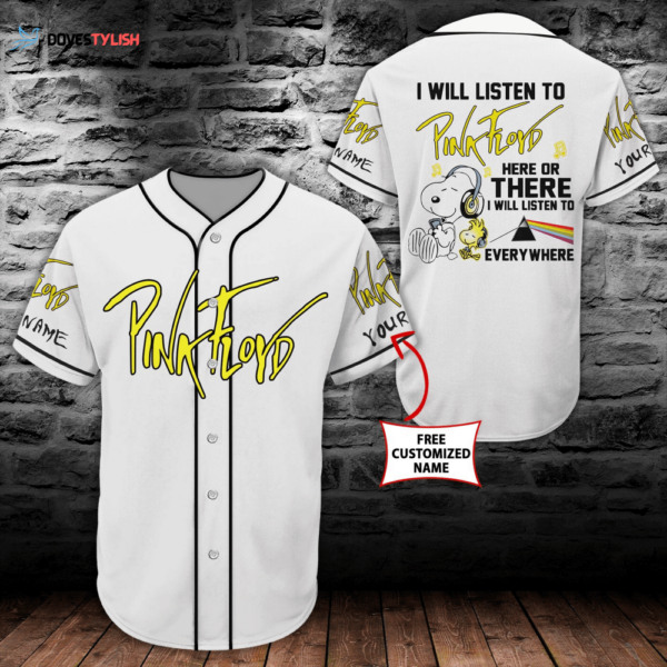 Snoopy I Will Listen To Pink Floyd Everywhere Custom Name Baseball Jersey
