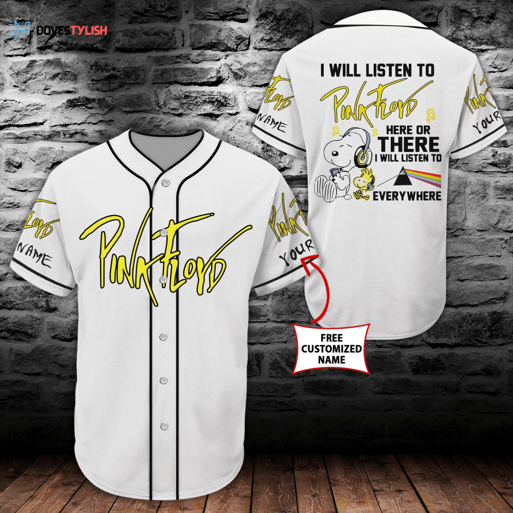 Snoopy I Will Listen To Pink Floyd Everywhere Custom Name Baseball Jersey Snoopy I Will Listen To Pink Floyd Everywhere Custom Name Baseball Jersey