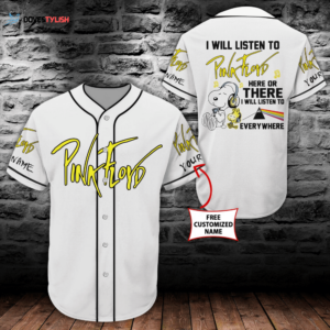 Snoopy I Will Listen To Pink Floyd Everywhere Custom Name Baseball Jersey