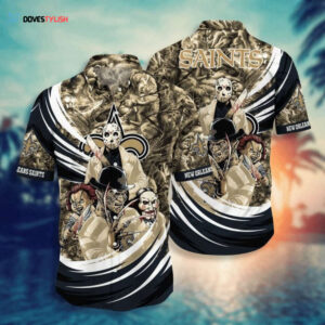 Spook up Halloween with NFL New Orleans Saints Horror Night Hawaiian Shirt - Perfect for Men & Women!