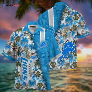 Stylish NFL Detroit Lions Hawaiian Shirt - Blue Silver V2 - Men & Women Aloha Shirt