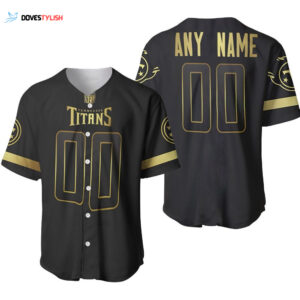 Tennessee Titans America Football Black Golden Edition Designed Allover Custom Gift For Titans Fans Baseball Jersey