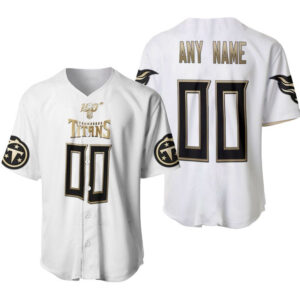 Tennessee Titans American Football White 100th Season Golden Edition Jersey Style Custom Gift For Titans Fans Baseball Jersey