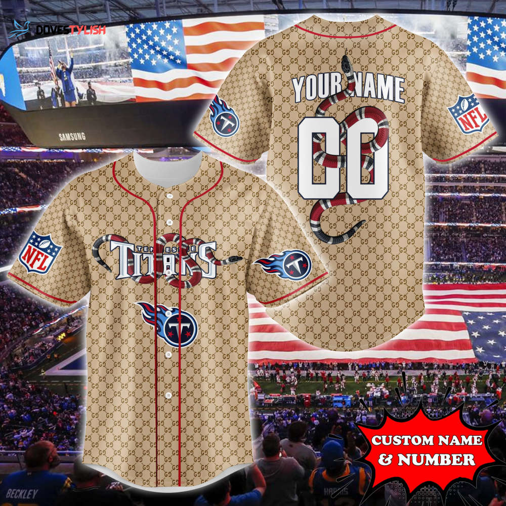 Tennessee Titans Baseball Jersey Gucci NFL Custom For Fans Gift for Men Dad Tennessee Titans Baseball Jersey Gucci NFL Custom For Fans Gift for Men Dad