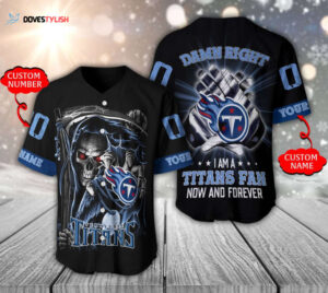 Tennessee Titans Baseball Jersey Personalized Skull Damn Right