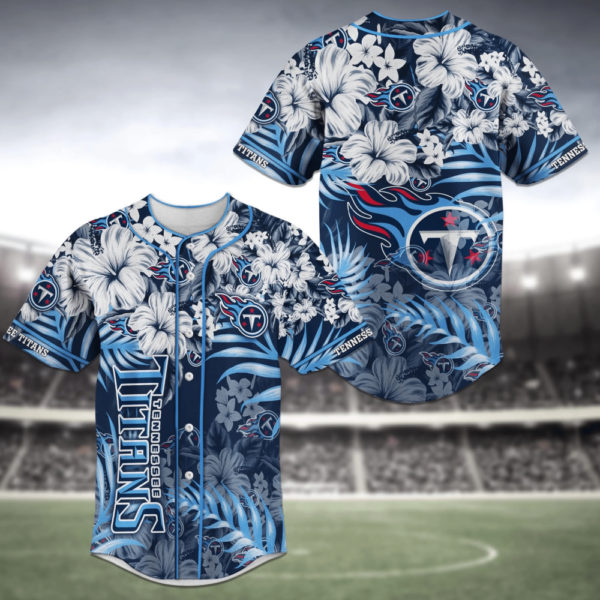 Tennessee Titans NFL Baseball Jersey Shirt Flower Design  For Men Women