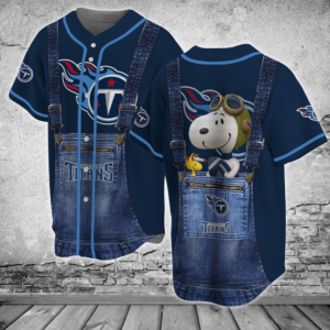 Tennessee Titans NFL Baseball Jersey Shirt Snoopy  For Men Women