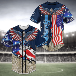 Tennessee Titans NFL US Flag Eagle Baseball Jersey Shirt For Men Women
