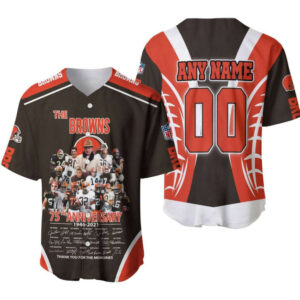 Cleveland Browns 75th Anniversary Legends Signature Baseball Jersey