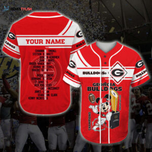2025 Georgia Bulldogs Mickey College Football Playoff 3D Baseball Jersey