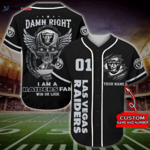 Trending 2025 Personalized Las Vegas Raiders Skull Damn Right All Over Print 3D Baseball Jersey