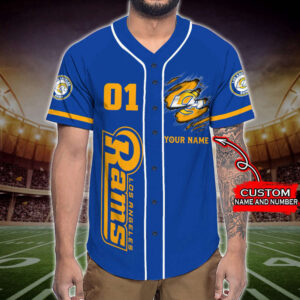 2025 Personalized Los Angeles Rams Skull Damn Right All Over Print 3D Baseball Jersey